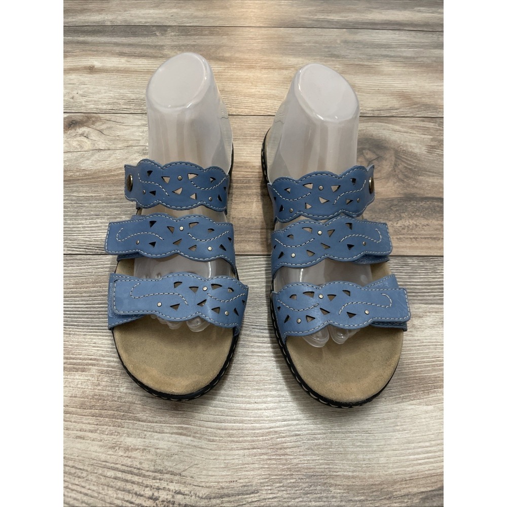 Clarks Laurieann Cove Slide Sandals Blue Leather Womens 9